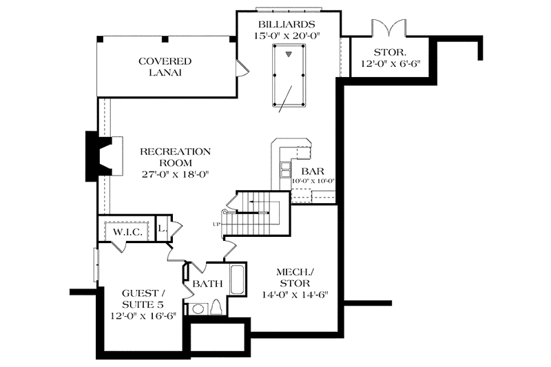 House Blueprint - Floor Plan - Lower Floor for Country House Plan #453-423 - 5 bed, 4.5 bath