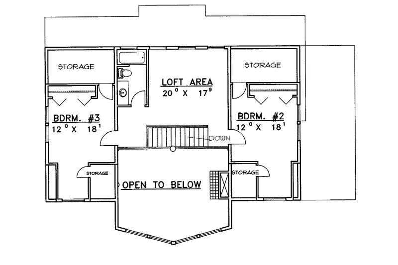 Home Plan - Floor Plan - Upper Floor for Mediterranean House Plan #117-813 - 3 bed, 2.5 bath