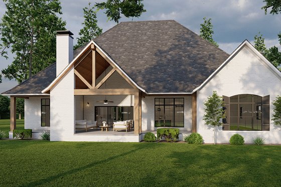 Exterior - Rear Elevation 2 for European House Plan #923-334 - 3 bed, 2.5 bath