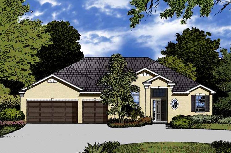 Dream House Plan - Mediterranean Exterior - Front Elevation Plan #1015-24