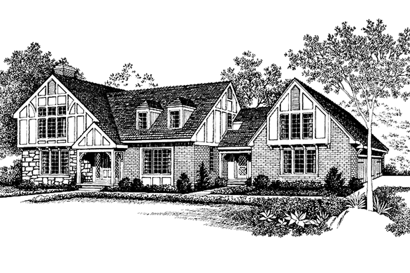 Architectural House Design - Tudor Exterior - Front Elevation Plan #72-852