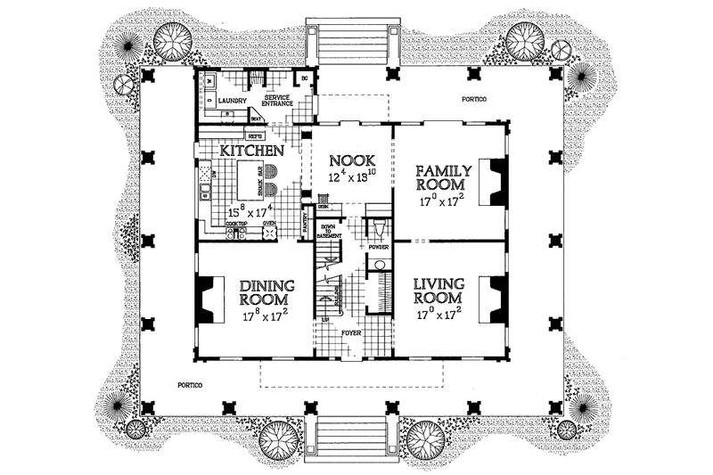 Architectural House Design - Floor Plan - Main Floor for Southern House Plan #72-981 - 4 bed, 3.5 bath