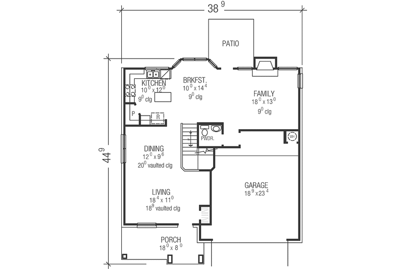 Home Plan - Floor Plan - Main Floor for Country House Plan #472-394 - 3 bed, 2.5 bath