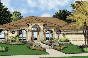 Home Plan - Exterior - Front Elevation for Mediterranean House Plan #417-669 - 3 bed, 2 bath