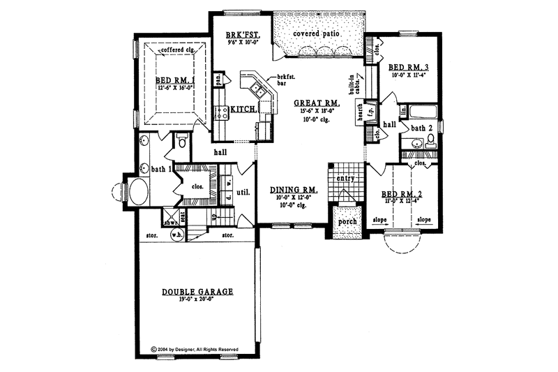 Home Plan - Floor Plan - Main Floor for Country House Plan #42-546 - 3 bed, 2 bath