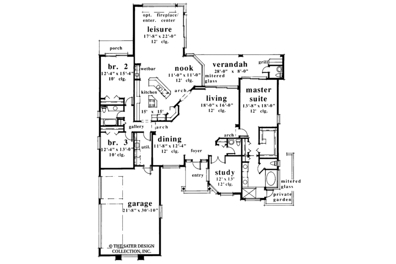 Home Plan - Floor Plan - Main Floor for Mediterranean House Plan #930-25 - 3 bed, 2 bath