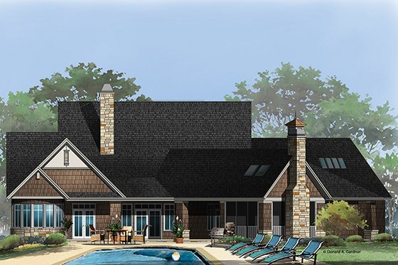 Exterior - Rear Elevation 1 for Craftsman House Plan #929-962 - 3 bed, 2.5 bath