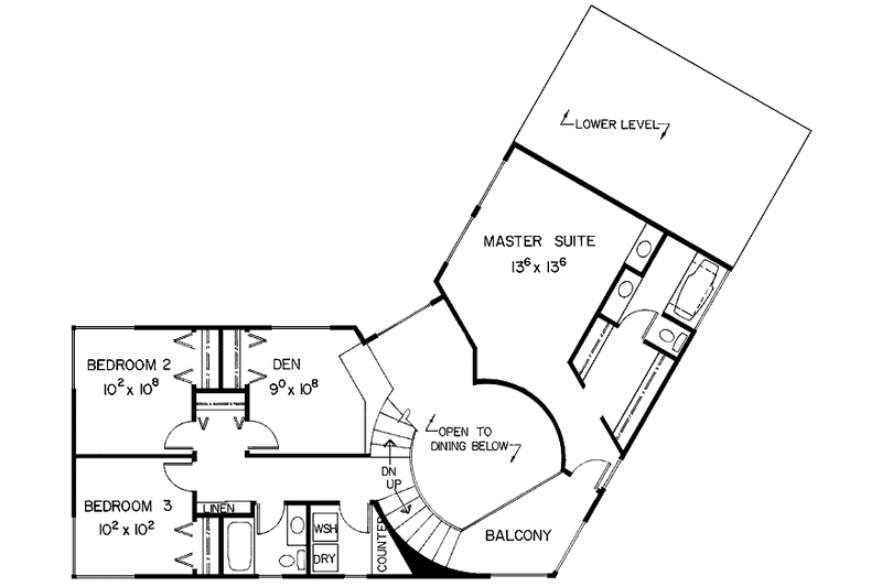 Home Plan - Floor Plan - Upper Floor for Contemporary House Plan #60-983 - 3 bed, 2.5 bath