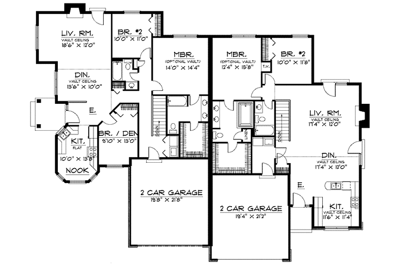 Dream House Plan - Floor Plan - Main Floor for Ranch House Plan #70-1383 - 5 bed, 4.5 bath