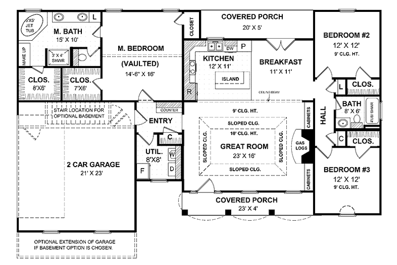 Home Plan - Floor Plan - Main Floor for Colonial House Plan #21-403 - 3 bed, 2 bath