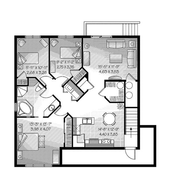 Architectural House Design - European Floor Plan - Lower Floor Plan #23-2447