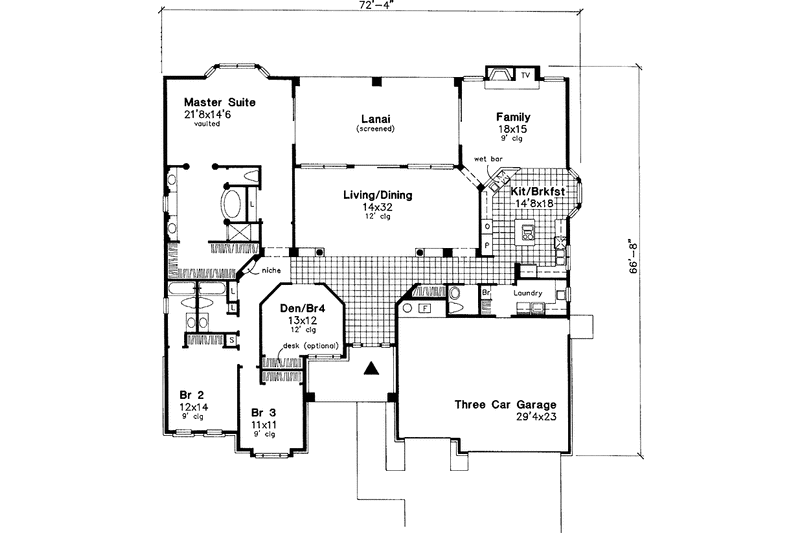 Home Plan - Floor Plan - Main Floor for Prairie House Plan #320-629 - 3 bed, 3.5 bath