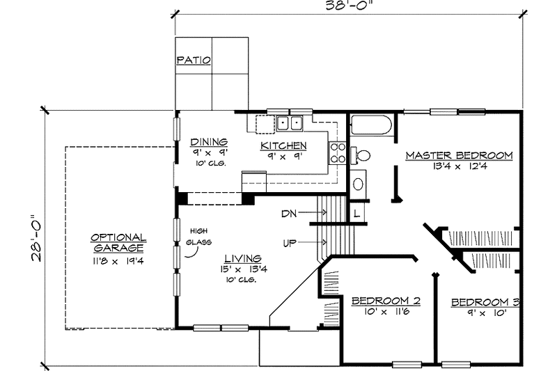 Dream House Plan - Floor Plan - Main Floor for Contemporary House Plan #320-553 - 3 bed, 1 bath