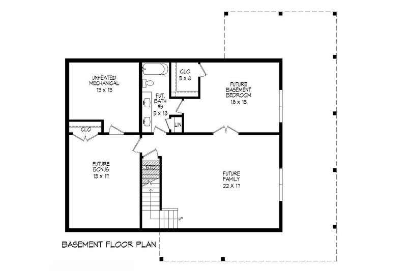 Architectural House Design - Floor Plan - Lower Floor for Country House Plan #932-203 - 3 bed, 2 bath