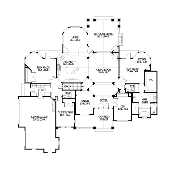 Architectural House Design - Traditional Floor Plan - Main Floor Plan #132-555