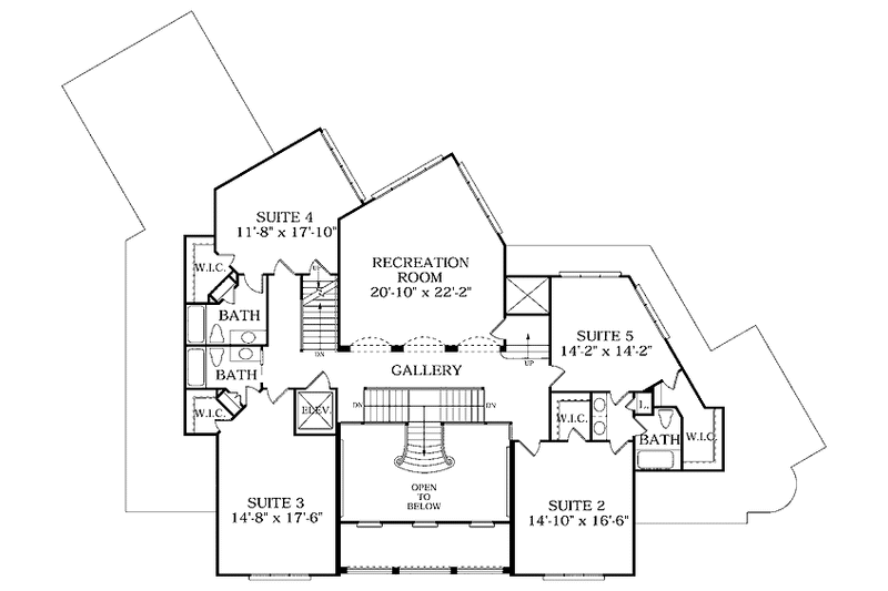Architectural House Design - Floor Plan - Upper Floor for Mediterranean House Plan #453-326 - 5 bed, 4.5 bath