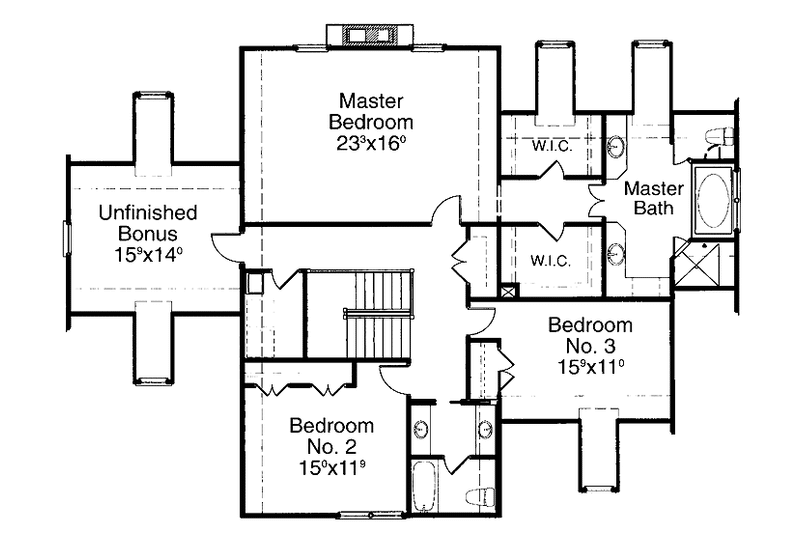 Dream House Plan - Floor Plan - Upper Floor for Country House Plan #429-197 - 3 bed, 3 bath