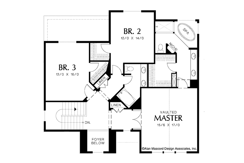 Architectural House Design - Floor Plan - Upper Floor for Traditional House Plan #48-850 - 3 bed, 2.5 bath