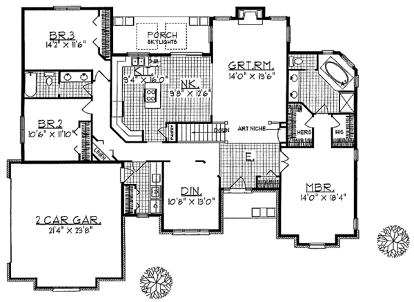 House Plan Design - Traditional Floor Plan - Main Floor Plan #70-1298