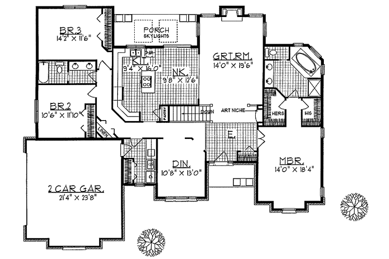 Architectural House Design - Floor Plan - Main Floor for Traditional House Plan #70-1298 - 3 bed, 2 bath