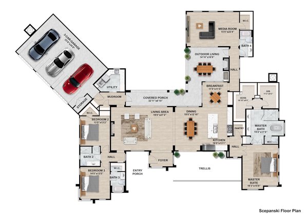 Architectural House Design - Contemporary Floor Plan - Main Floor Plan #1110-37