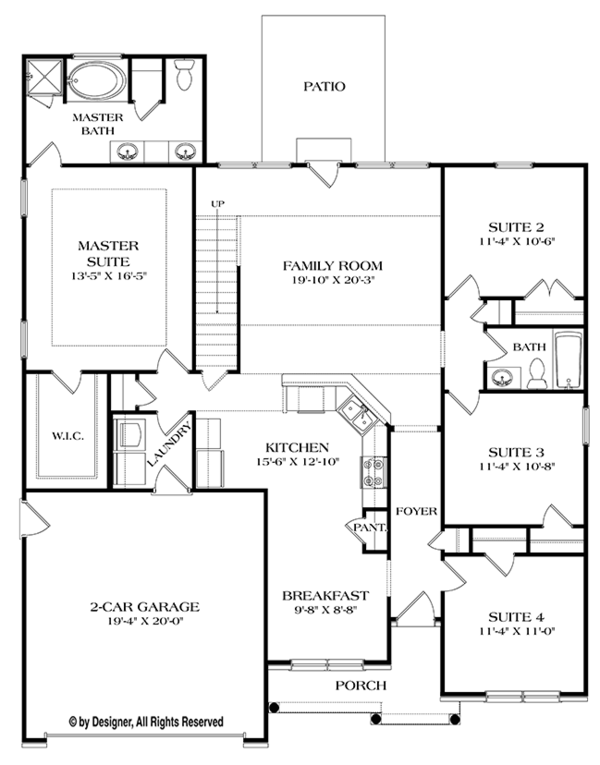 House Design - Ranch Floor Plan - Main Floor Plan #453-632