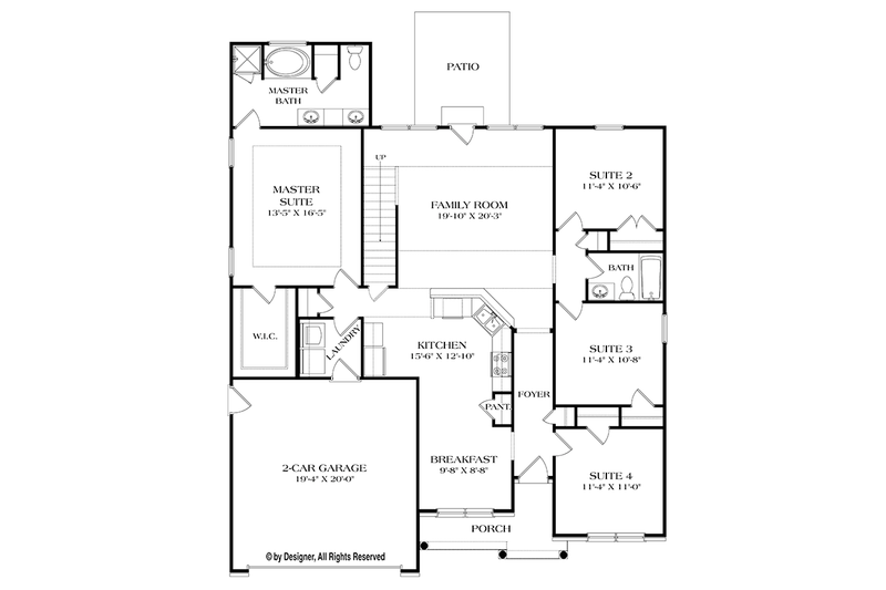 Home Plan - Floor Plan - Main Floor for Ranch House Plan #453-632 - 4 bed, 3 bath