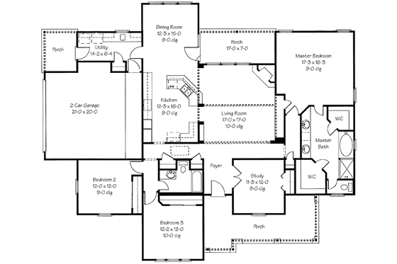 Floor Plan - Main Floor for Country House Plan #410-3590 - 3 bed, 2 bath