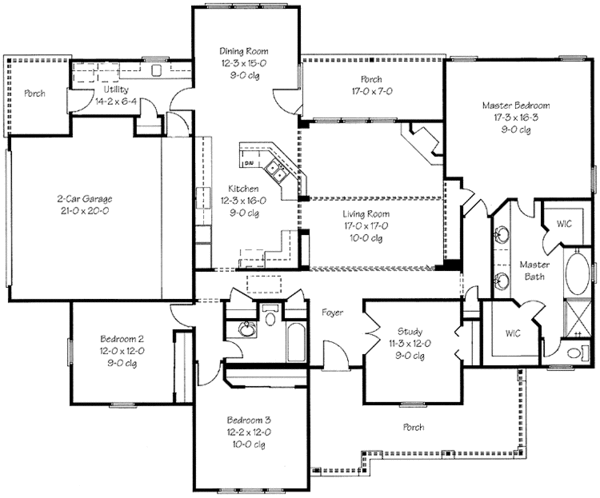 Country Floor Plan - Main Floor Plan #410-3590