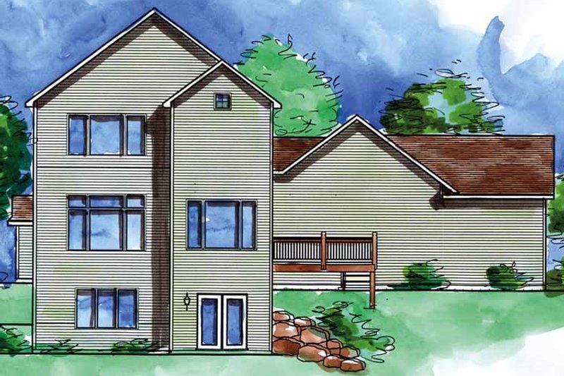Home Plan - Exterior - Rear Elevation for European House Plan #320-994 - 3 bed, 2.5 bath