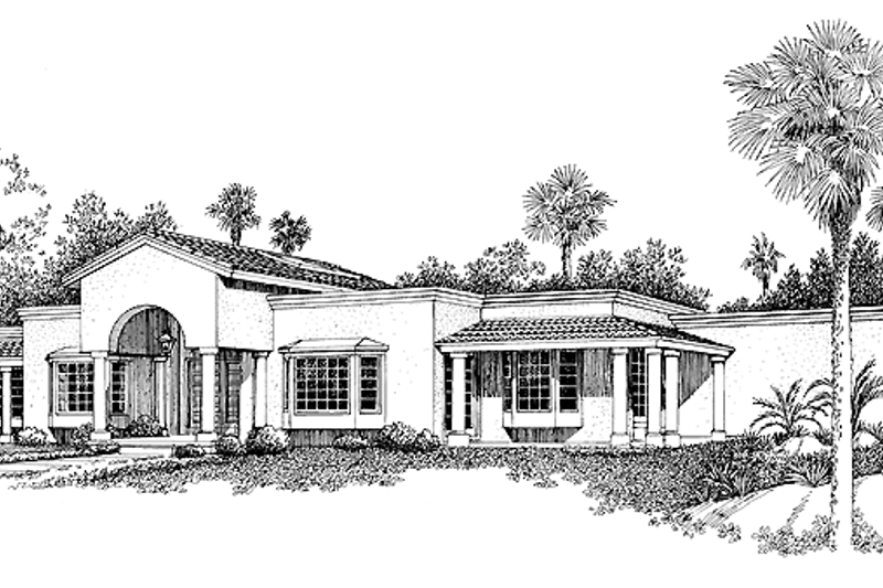 Home Plan - Exterior - Front Elevation 3 for Mediterranean House Plan #72-900 - 3 bed, 2.5 bath