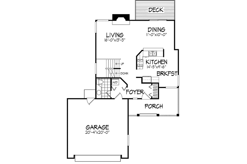 Home Plan - Floor Plan - Main Floor for Country House Plan #320-705 - 2 bed, 2.5 bath