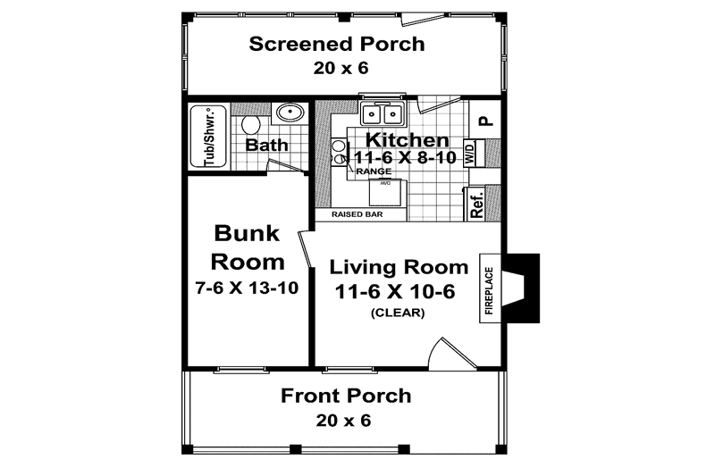 Architectural House Design - Floor Plan - Main Floor for Colonial House Plan #21-418 - 1 bed, 1 bath