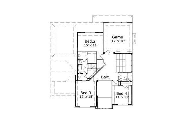 Floor Plan - Upper Floor for Colonial House Plan #411-804 - 4 bed, 3.5 bath