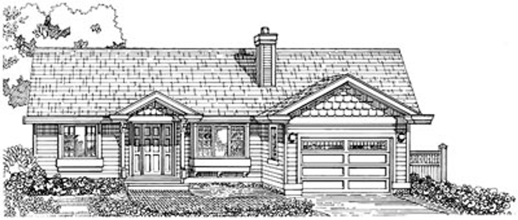 Exterior - Front Elevation 2 for Ranch House Plan #47-311 - 3 bed, 1 bath