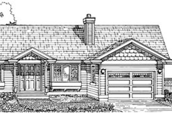Exterior - Front Elevation for Ranch House Plan #47-311 - 3 bed, 1 bath