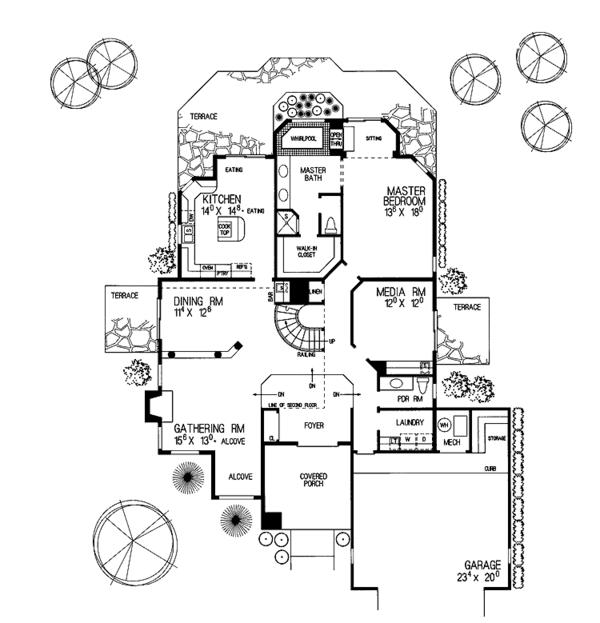 House Design - Mediterranean Floor Plan - Main Floor Plan #72-842