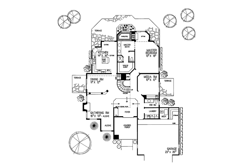Home Plan - Floor Plan - Main Floor for Mediterranean House Plan #72-842 - 4 bed, 3.5 bath
