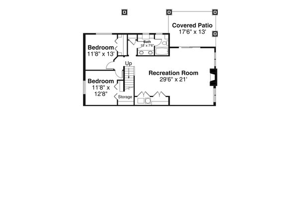 House Design - Craftsman Floor Plan - Lower Floor Plan #124-1164