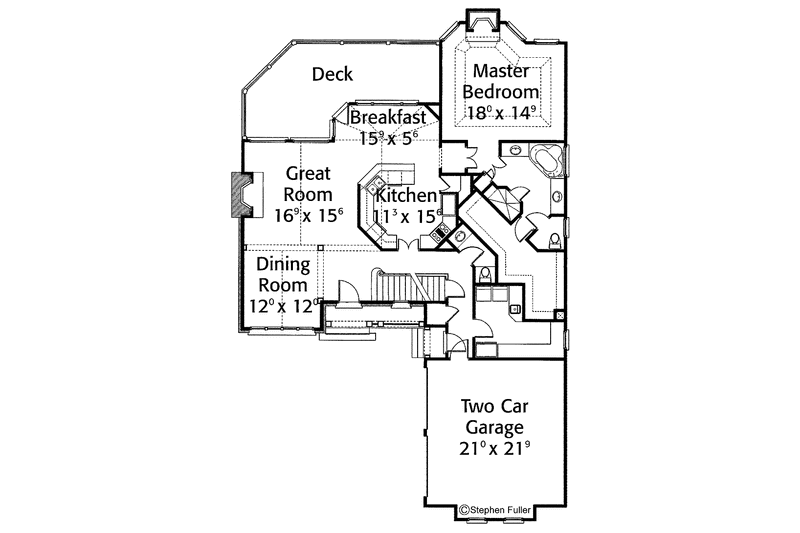 Architectural House Design - Floor Plan - Main Floor for Country House Plan #429-299 - 3 bed, 2.5 bath