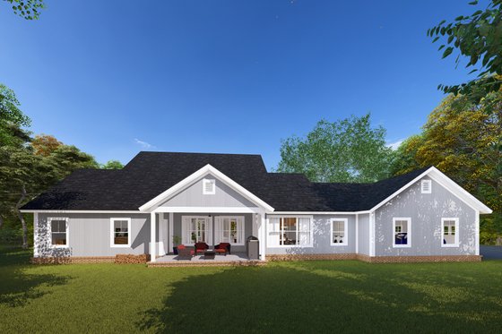 Exterior - Rear Elevation for Farmhouse House Plan #513-2172 - 3 bed, 4 bath