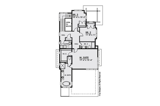 Floor Plan - Upper Floor for Contemporary House Plan #1066-33 - 5 bed, 4 bath