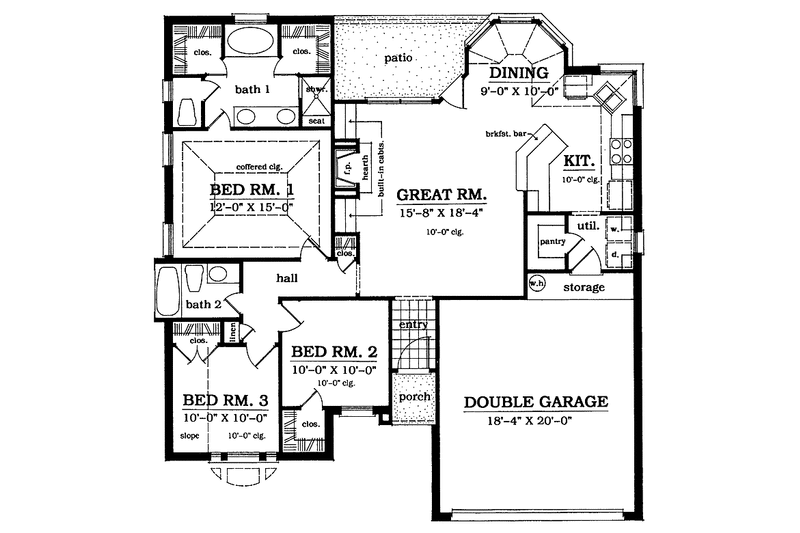 Dream House Plan - Floor Plan - Main Floor for European House Plan #42-517 - 3 bed, 2 bath