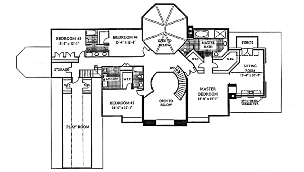House Blueprint - Country Floor Plan - Upper Floor Plan #953-127