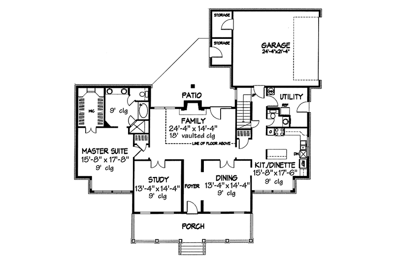 Dream House Plan - Floor Plan - Main Floor for Country House Plan #320-918 - 4 bed, 2.5 bath