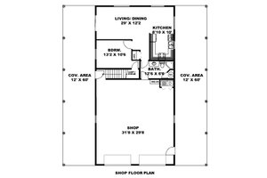 Floor Plan - Main Floor for Craftsman House Plan #117-1057 - 1 bed, 1 bath