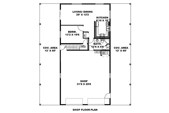 Floor Plan - Main Floor for Craftsman House Plan #117-1057 - 1 bed, 1 bath