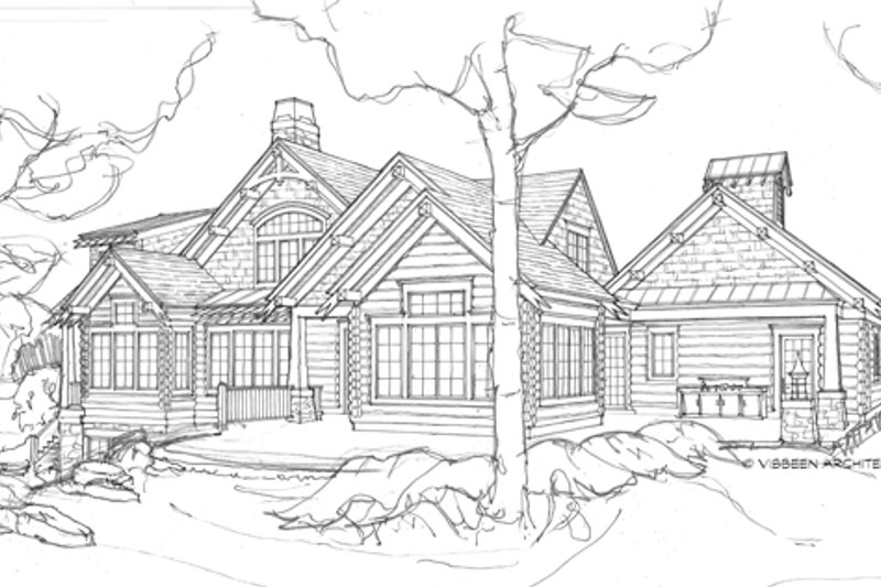 Dream House Plan - Exterior - Rear Elevation 1 for Log House Plan #928-263 - 5 bed, 4.5 bath