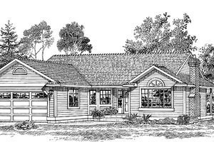 House Blueprint - Exterior - Front Elevation for Ranch House Plan #47-802 - 3 bed, 2 bath