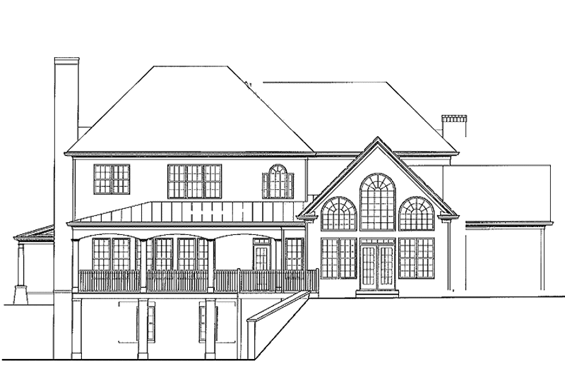 House Blueprint - Exterior - Rear Elevation for Craftsman House Plan #54-188 - 5 bed, 4.5 bath